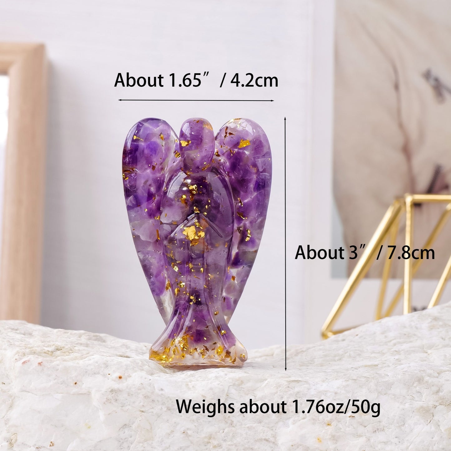 1 Pcs Natural Crystal Angel Statue - 3" Resin Gemstone Decoration for Reiki Healing - MysticPavilion