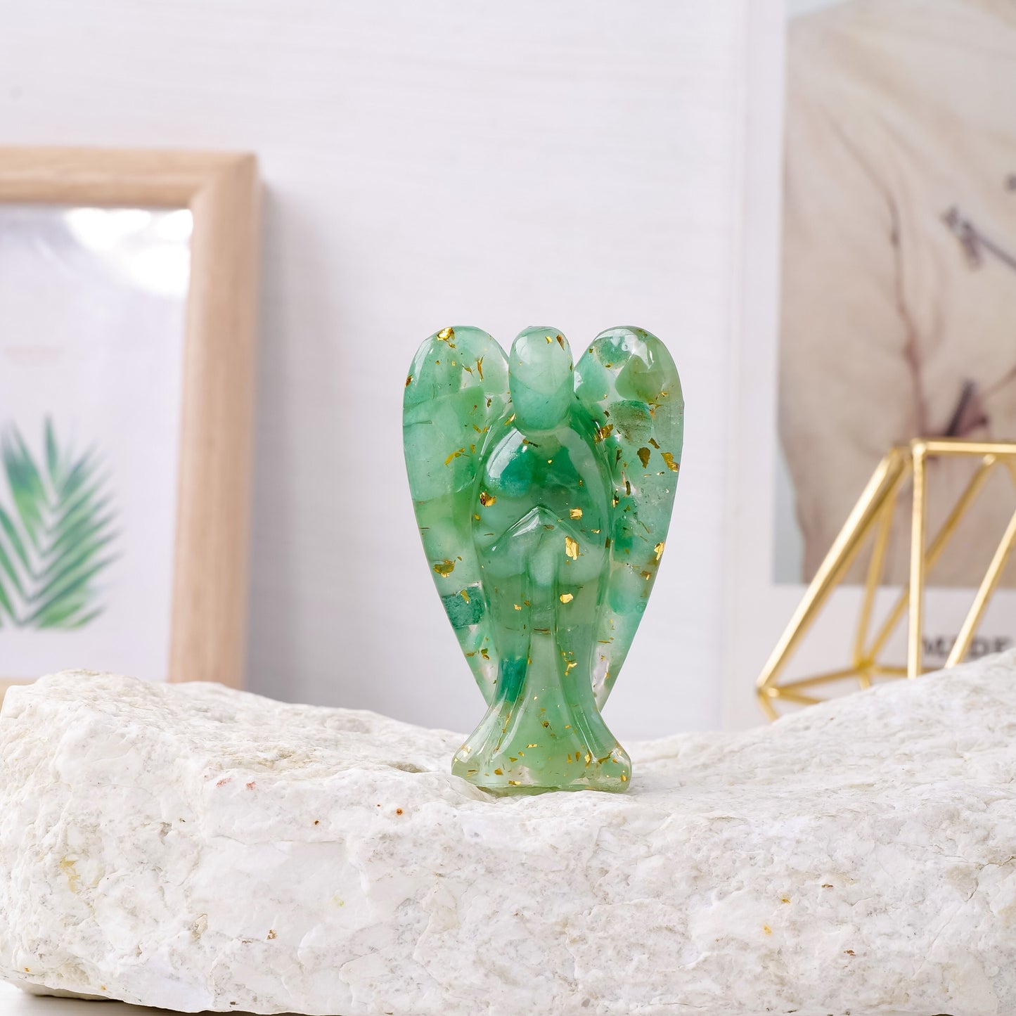 1 Pcs Natural Crystal Angel Statue - 3" Resin Gemstone Decoration for Reiki Healing - MysticPavilion