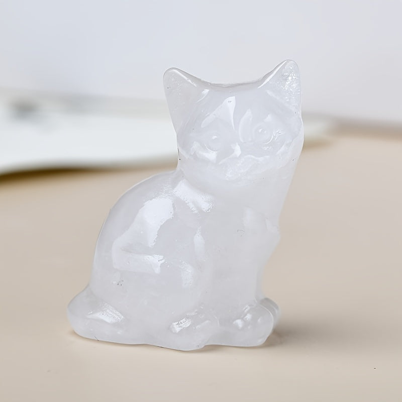 1 Pc 3.5cm/1.38in Crystal Carving Cat - MysticPavilion