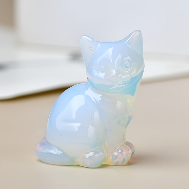 1 Pc 3.5cm/1.38in Crystal Carving Cat - MysticPavilion
