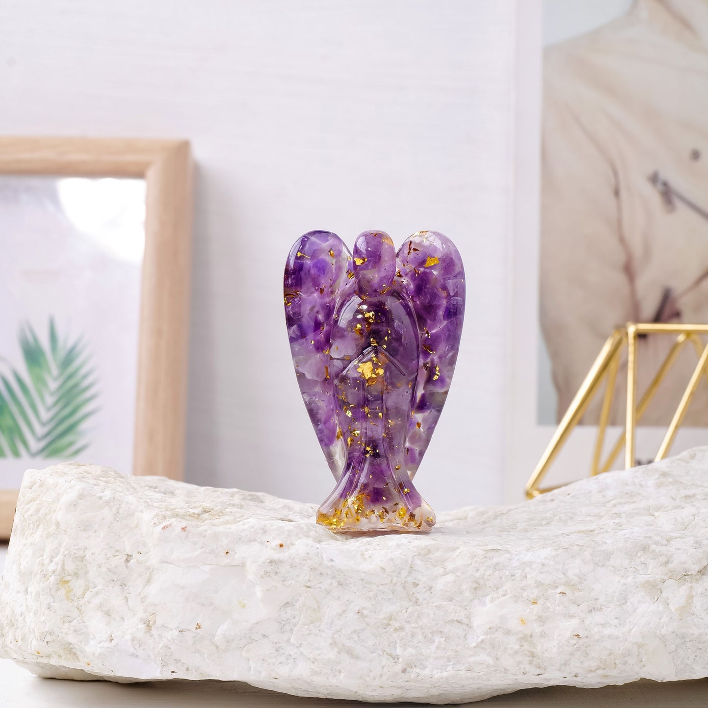 1 Pcs Natural Crystal Angel Statue - 3" Resin Gemstone Decoration for Reiki Healing - MysticPavilion