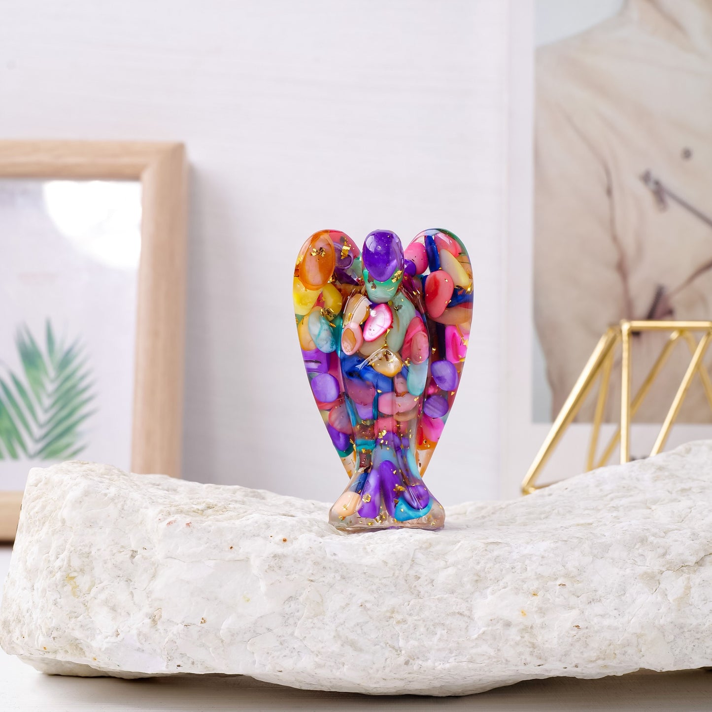 1 Pcs Natural Crystal Angel Statue - 3" Resin Gemstone Decoration for Reiki Healing - MysticPavilion