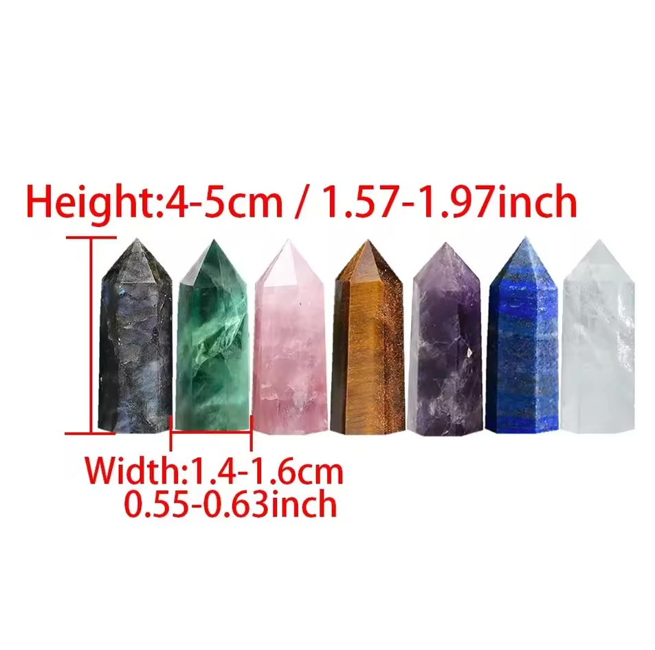 Healing Crystal Wand - 7 Chakra Amethyst, Rose Quartz, Lapis Lazuli, Beryl, Ruby & Yellowstone