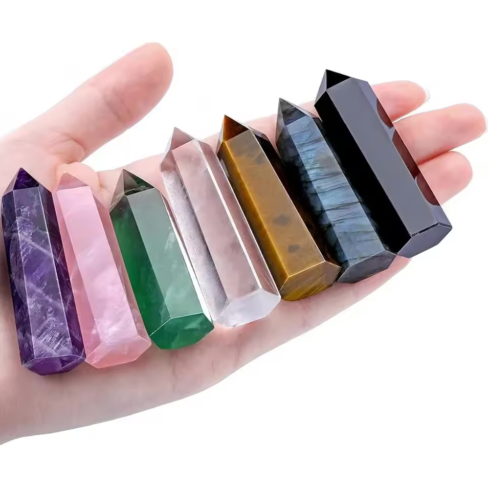 Healing Crystal Wand - 7 Chakra Amethyst, Rose Quartz, Lapis Lazuli, Beryl, Ruby & Yellowstone