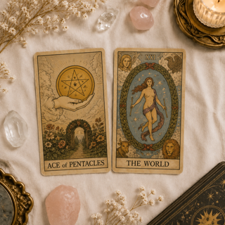 Ace of Pentacles and The World: A New Beginning After a Completed Cycle