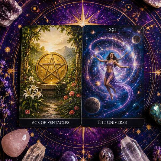 A message from the Universe 🕊️— Ace of Pentacles with The World