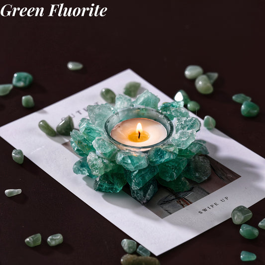 Natural Crystal Raw Stone Candle Holder For Healing - MysticPavilion