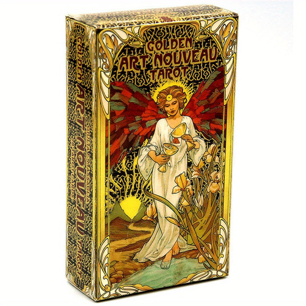 1 Pc Golden Art Nouveau Tarot Deck - Perfect for Beginners & Holiday Entertainment