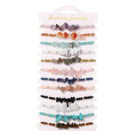 12pcs Adjustable Irregular Natural Crystal Bracelets - MysticPavilion