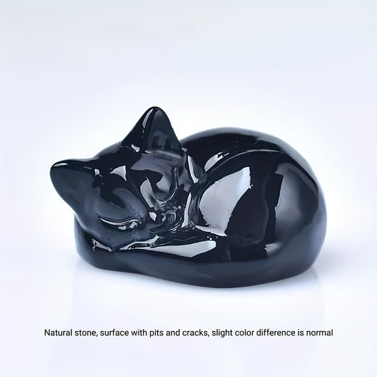 1 Pc 4cm/1.57in Crystal Carved Sleeping Cat - MysticPavilion