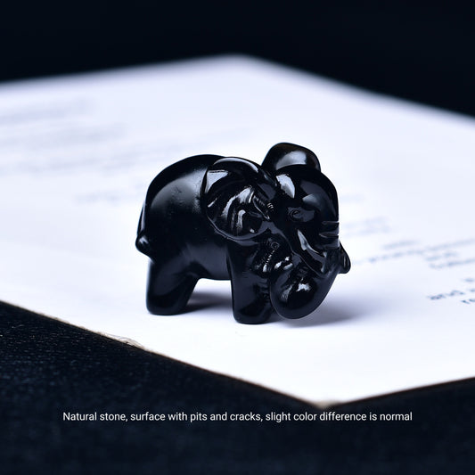 1 Pc 3.5cm/1.38in Crystal Carved Elephant - MysticPavilion
