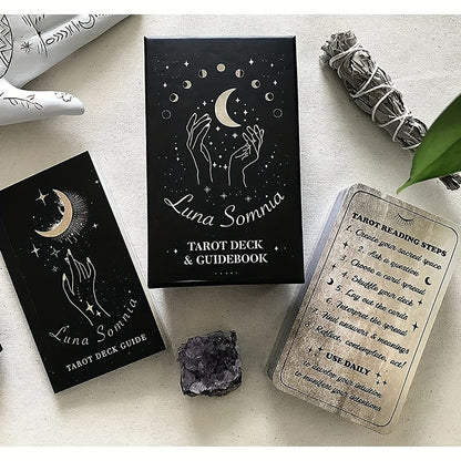 Shores of Moon Luna Somnia Tarot Deck with Guidebook - 78-Card Complete Full Deck for Starry Dreams & Celestial Astrology