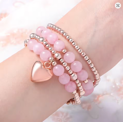 Rose Quartz Beaded Bracelet for Apple Watch