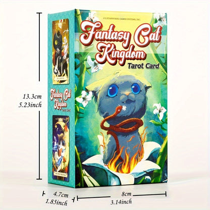 KEPNOY Fantasy Cat Kingdom Tarot Cards - 78-Card Standard Edition Deck for Divination & Party Games