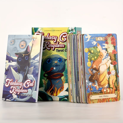 KEPNOY Fantasy Cat Kingdom Tarot Cards - 78-Card Standard Edition Deck for Divination & Party Games