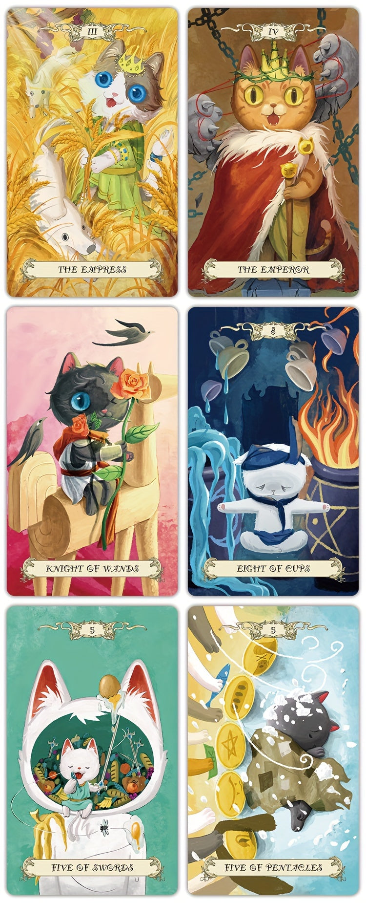 KEPNOY Fantasy Cat Kingdom Tarot Cards - 78-Card Standard Edition Deck for Divination & Party Games