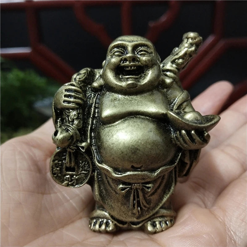 Laughing Buddha Statue | Bronze Feng Shui Sculpture for Abundance & Joy | Home Decor