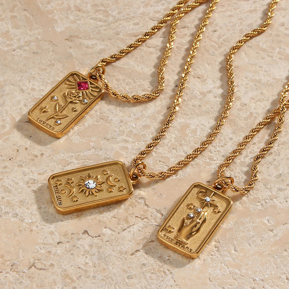 Gold Tarot Necklace for Hope, Joy, and Love