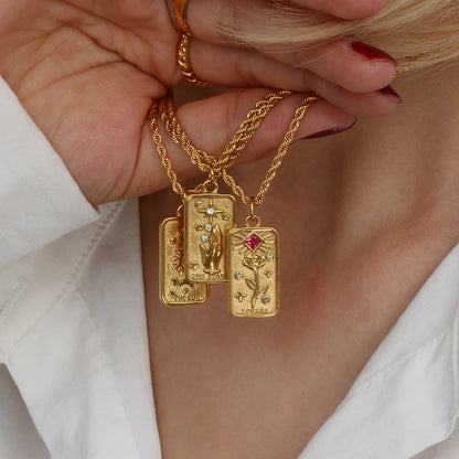 Gold Tarot Necklace for Hope, Joy, and Love