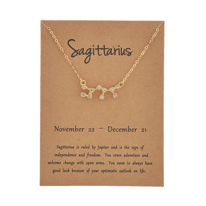 12 Constellation Cardboard Star Zodiac Sign Necklaces for Women - MysticPavilion