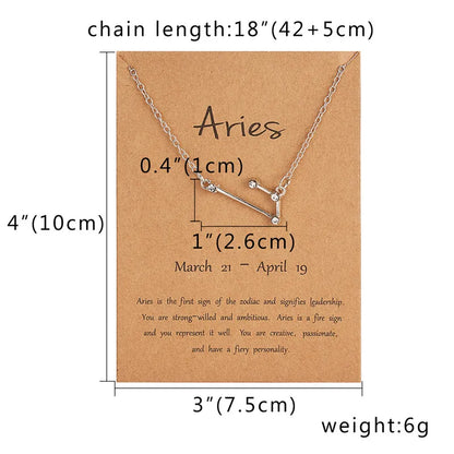 12 Constellation Cardboard Star Zodiac Sign Necklaces for Women - MysticPavilion