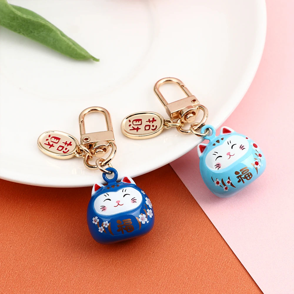 Lucky Cat Charm Keychain | Traditional Japanese Energy Talisman for Protection & Success