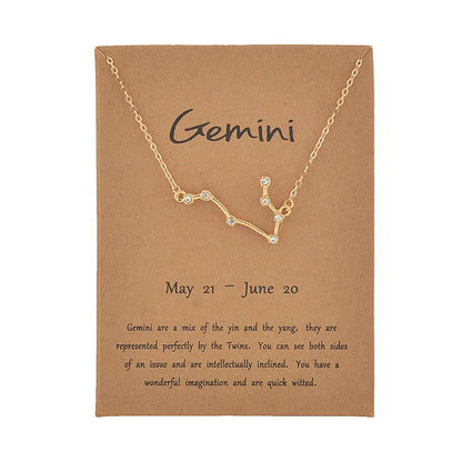 12 Constellation Cardboard Star Zodiac Sign Necklaces for Women - MysticPavilion