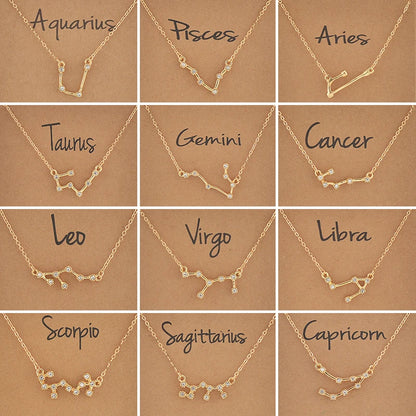 12 Constellation Cardboard Star Zodiac Sign Necklaces for Women - MysticPavilion