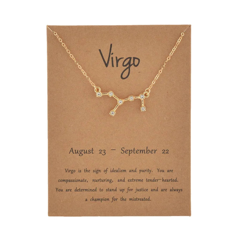 12 Constellation Cardboard Star Zodiac Sign Necklaces for Women - MysticPavilion