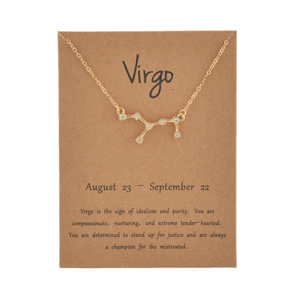 12 Constellation Cardboard Star Zodiac Sign Necklaces for Women - MysticPavilion