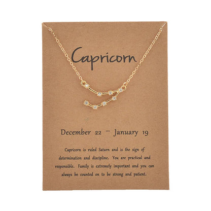 12 Constellation Cardboard Star Zodiac Sign Necklaces for Women - MysticPavilion