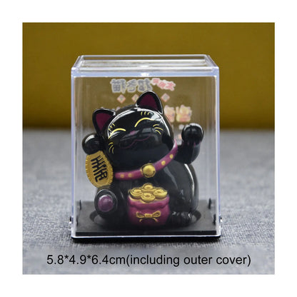 Solar-Powered Lucky Cat | Feng Shui Wealth Beckoning Figurine for Positive Home Energy