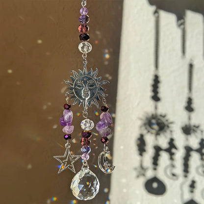 Moon Goddess Crystal Suncatcher | Amethyst Protection Window Ornament for Mindful Living