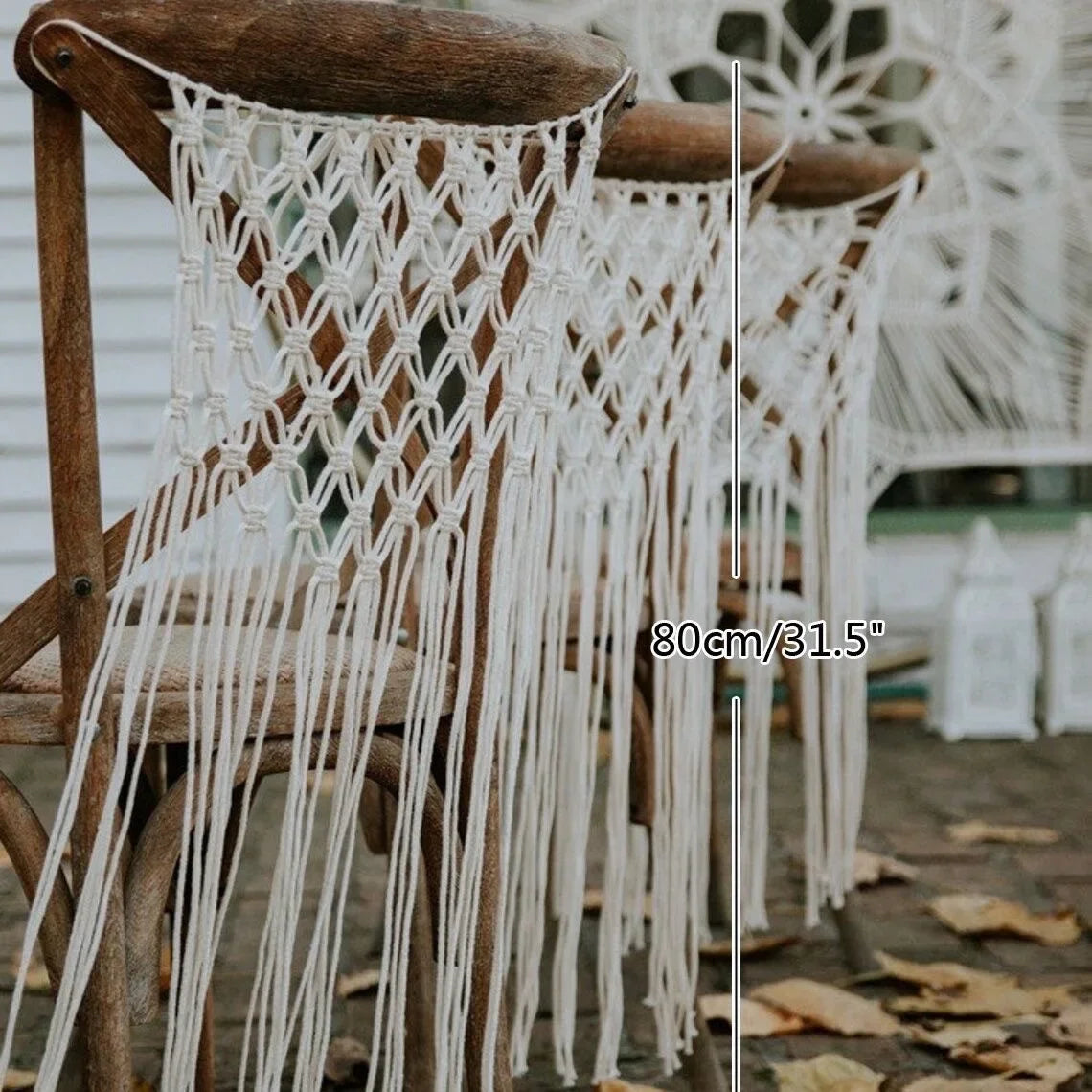 Macrame Chair Back Covers | Bohemian Energy Flow Decor for Wedding or Nursery Spaces