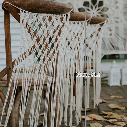 Macrame Chair Back Covers | Bohemian Energy Flow Decor for Wedding or Nursery Spaces