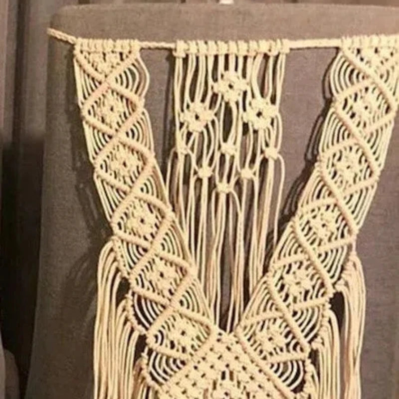 Macrame Chair Back Covers | Bohemian Energy Flow Decor for Wedding or Nursery Spaces