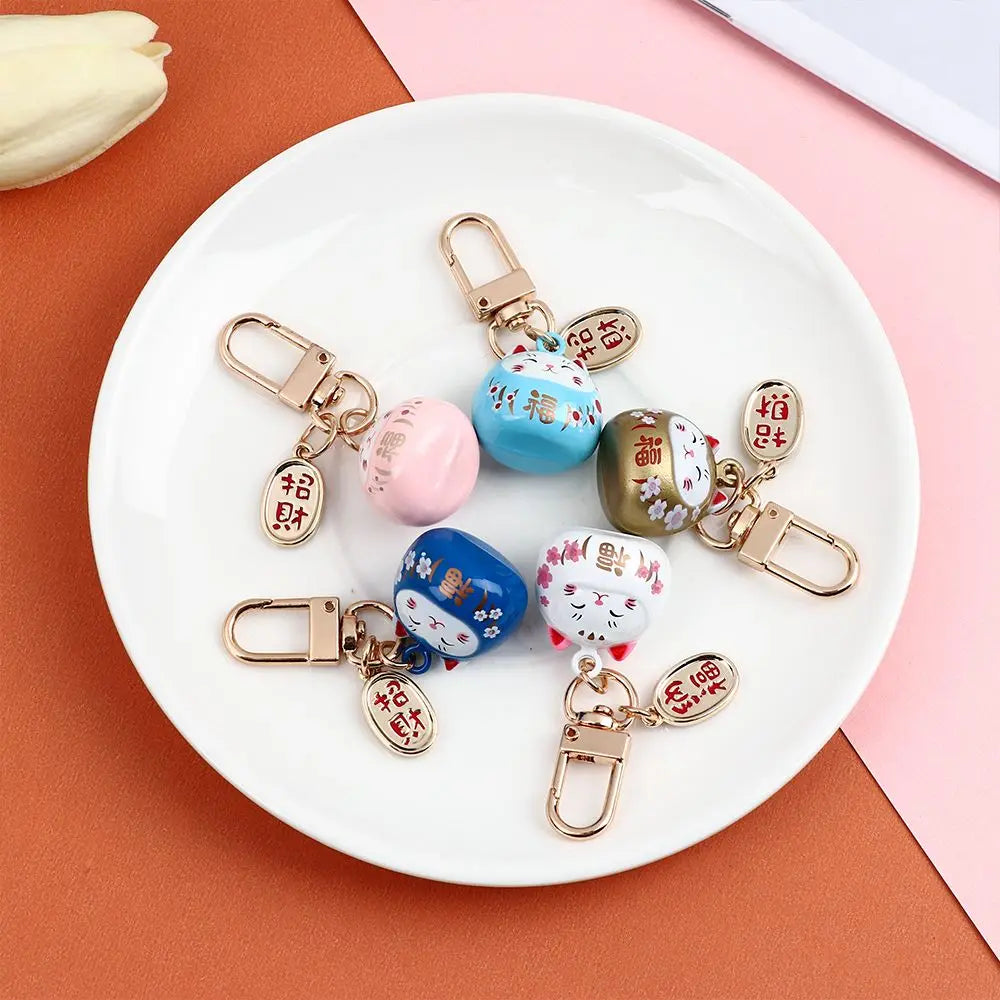 Lucky Cat Charm Keychain | Traditional Japanese Energy Talisman for Protection & Success