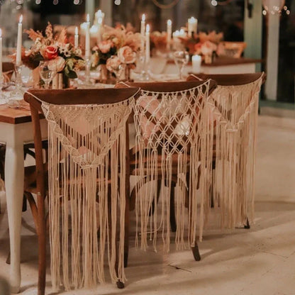Macrame Chair Back Covers | Bohemian Energy Flow Decor for Wedding or Nursery Spaces