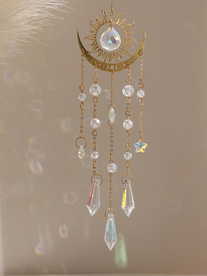 Moon Crystal Suncatcher - Feng Shui Prism for Abundance & Prosperity | Home Decor Gift