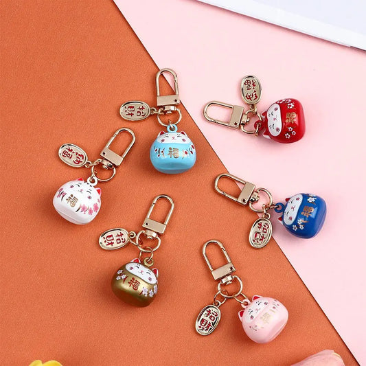 Lucky Cat Charm Keychain | Traditional Japanese Energy Talisman for Protection & Success