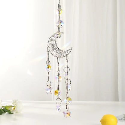 Celestial Crystal Moon Suncatcher - Feng Shui Rainbow Prism for Peace & Positive Energy