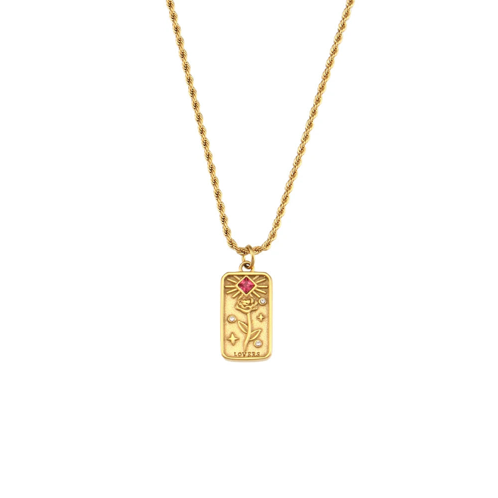 Gold Tarot Necklace for Hope, Joy, and Love