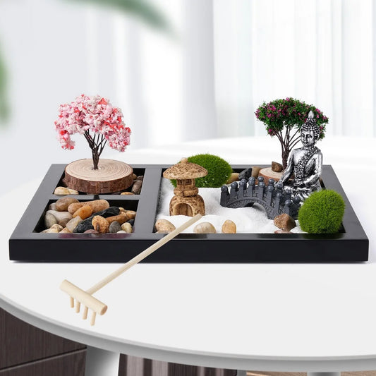 Mini Zen Sand Garden Kit for Harmony | Desktop Meditation & Relaxation Gift Set