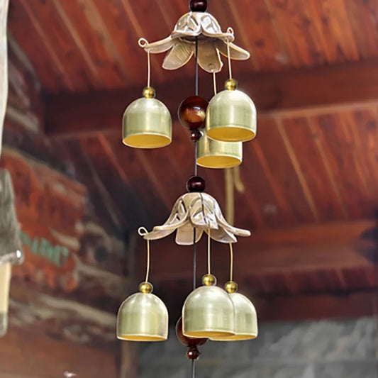 Double Bell Brass Wind Chime | Feng Shui Energy Enhancer for Home, Garden & Sacred Spaces