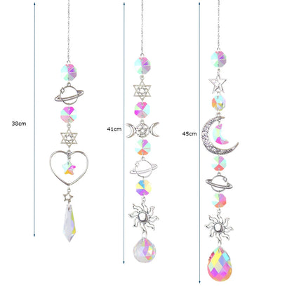 Crystal Moon Suncatcher Wind Chime | Feng Shui Rainbow Prism for Home Harmony & Peace
