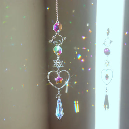 Crystal Moon Suncatcher Wind Chime | Feng Shui Rainbow Prism for Home Harmony & Peace