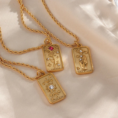 Gold Tarot Necklace for Hope, Joy, and Love