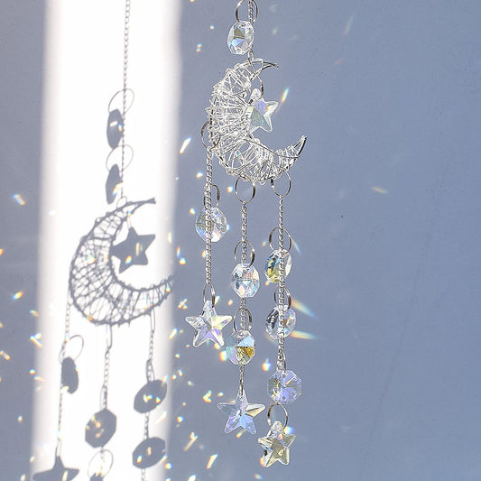 Celestial Crystal Moon Suncatcher - Feng Shui Rainbow Prism for Peace & Positive Energy