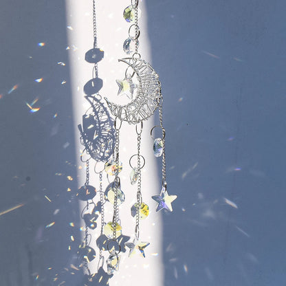 Celestial Crystal Moon Suncatcher - Feng Shui Rainbow Prism for Peace & Positive Energy