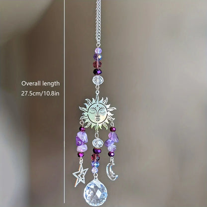 Moon Goddess Crystal Suncatcher | Amethyst Protection Window Ornament for Mindful Living